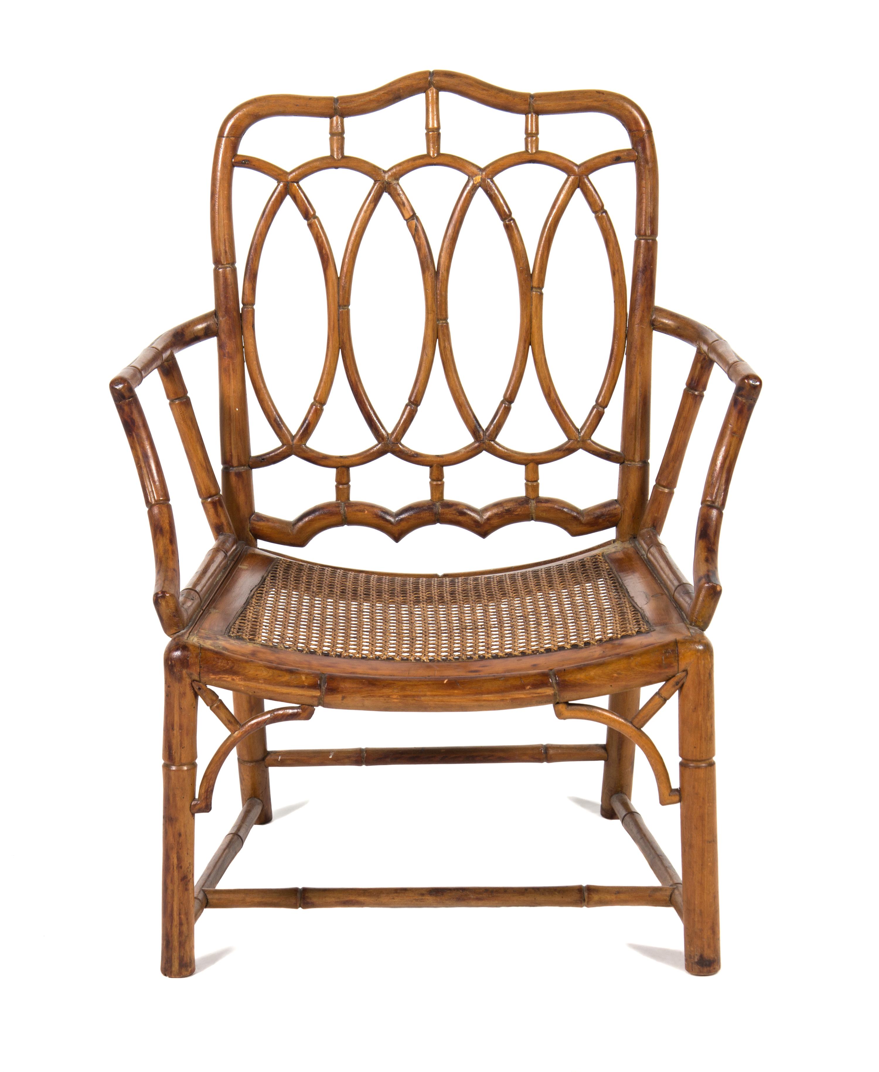 A Chippendale Style Bamboo Armchair Height 33 1/2 inches. — 20TH CENTURY