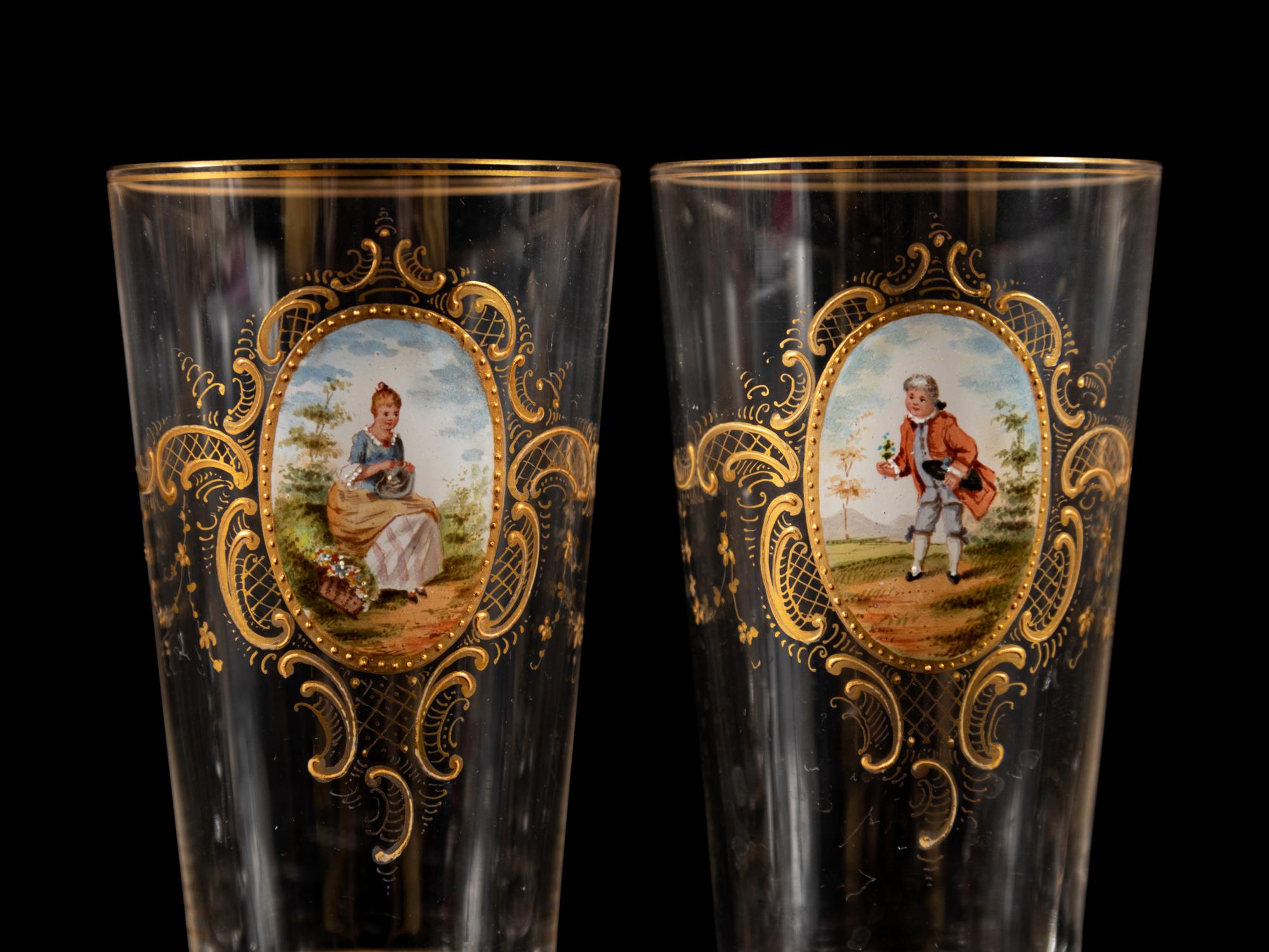 A Set of Twelve Italian Parcel-Gilt and Enamel Decorated Glass Tumblers