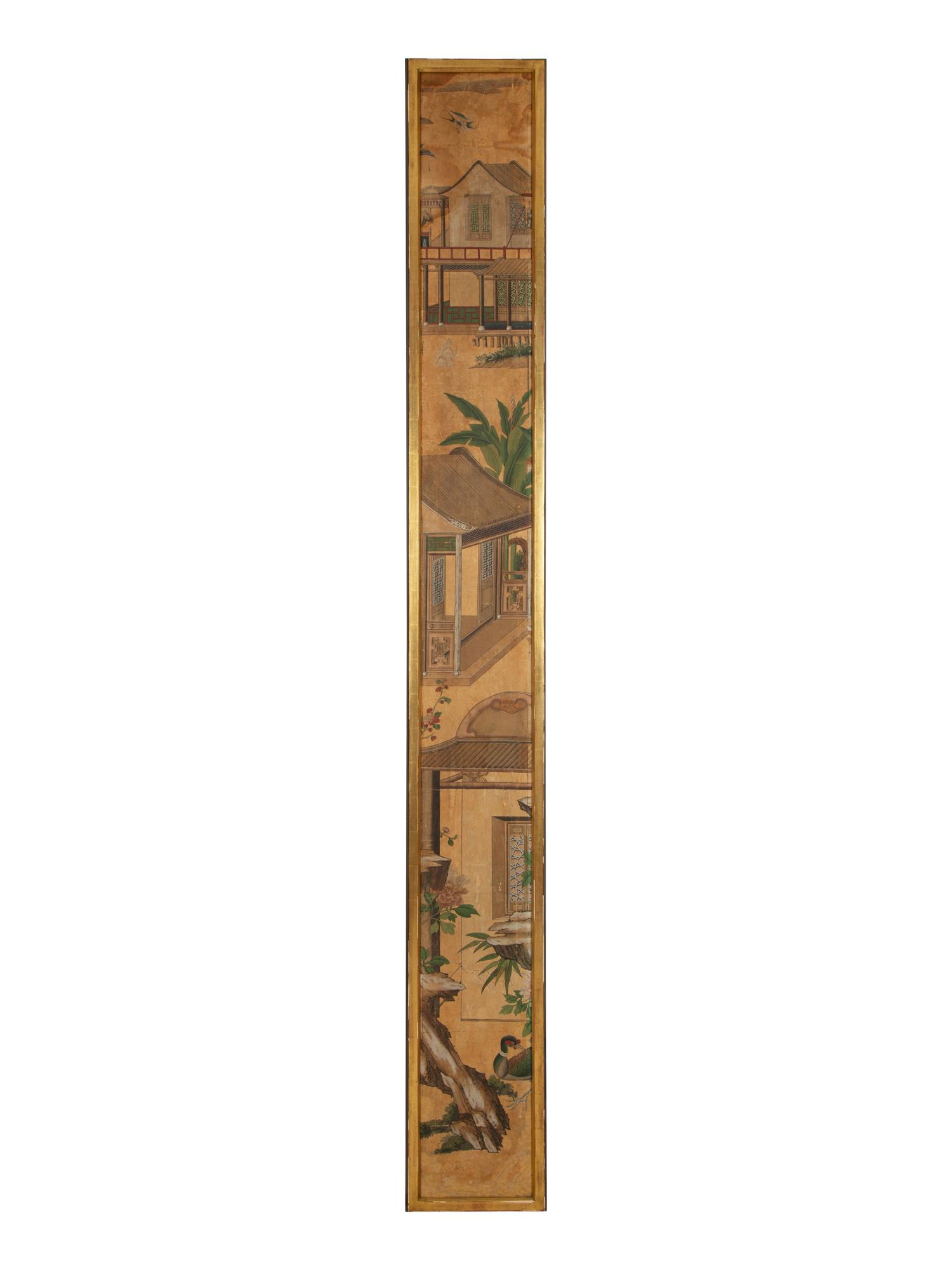 A Chinese Wallpaper Panel in a Giltwood Frame