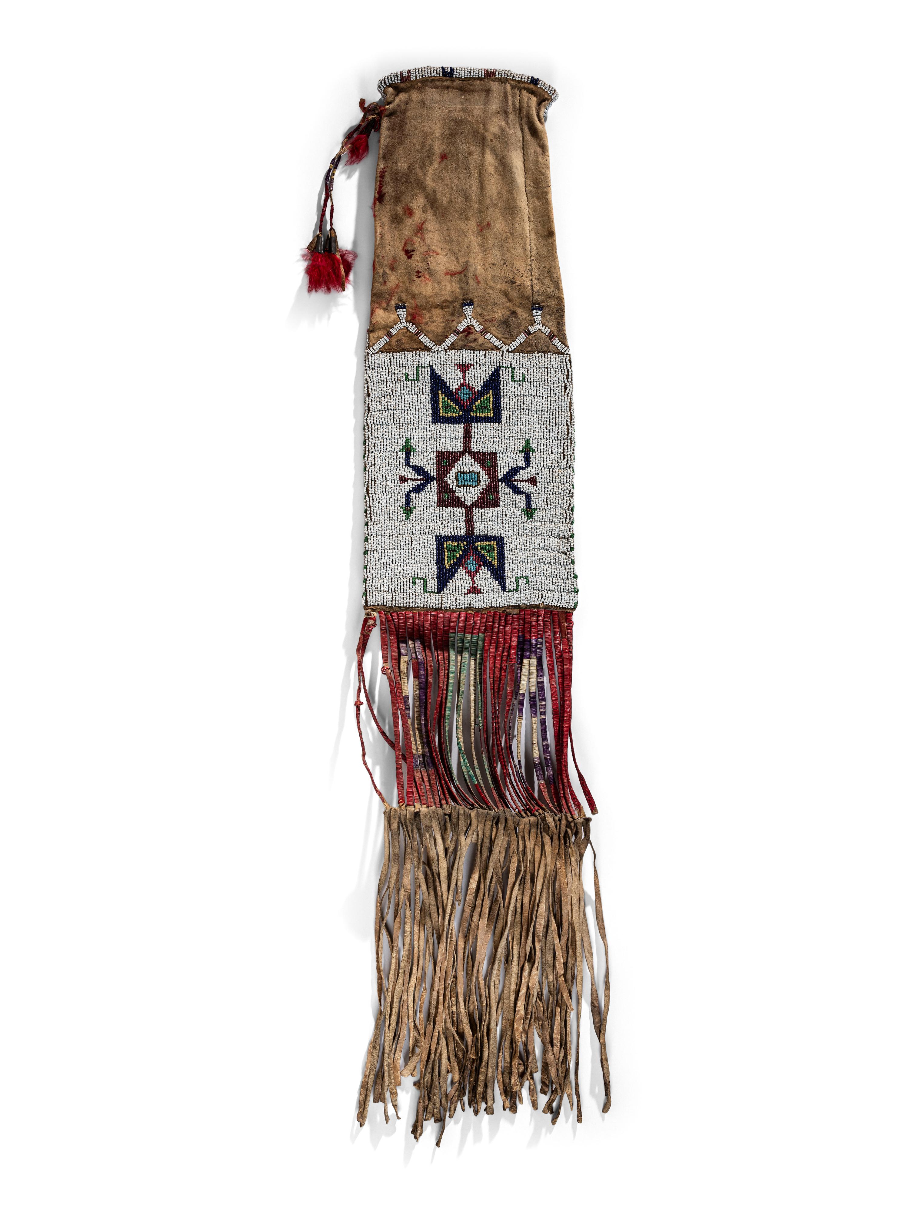 Sioux Beaded Hide Tobacco Bag, Photographed by Charles Carpenter