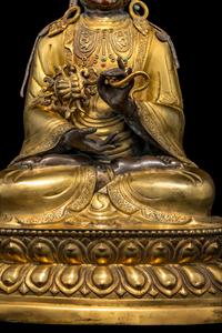 A Large Mongolian Parcel Gilt and Repoussé Figure of a Bodhisattva, Qing Dynasty 清 蒙古銅鎏金大佛