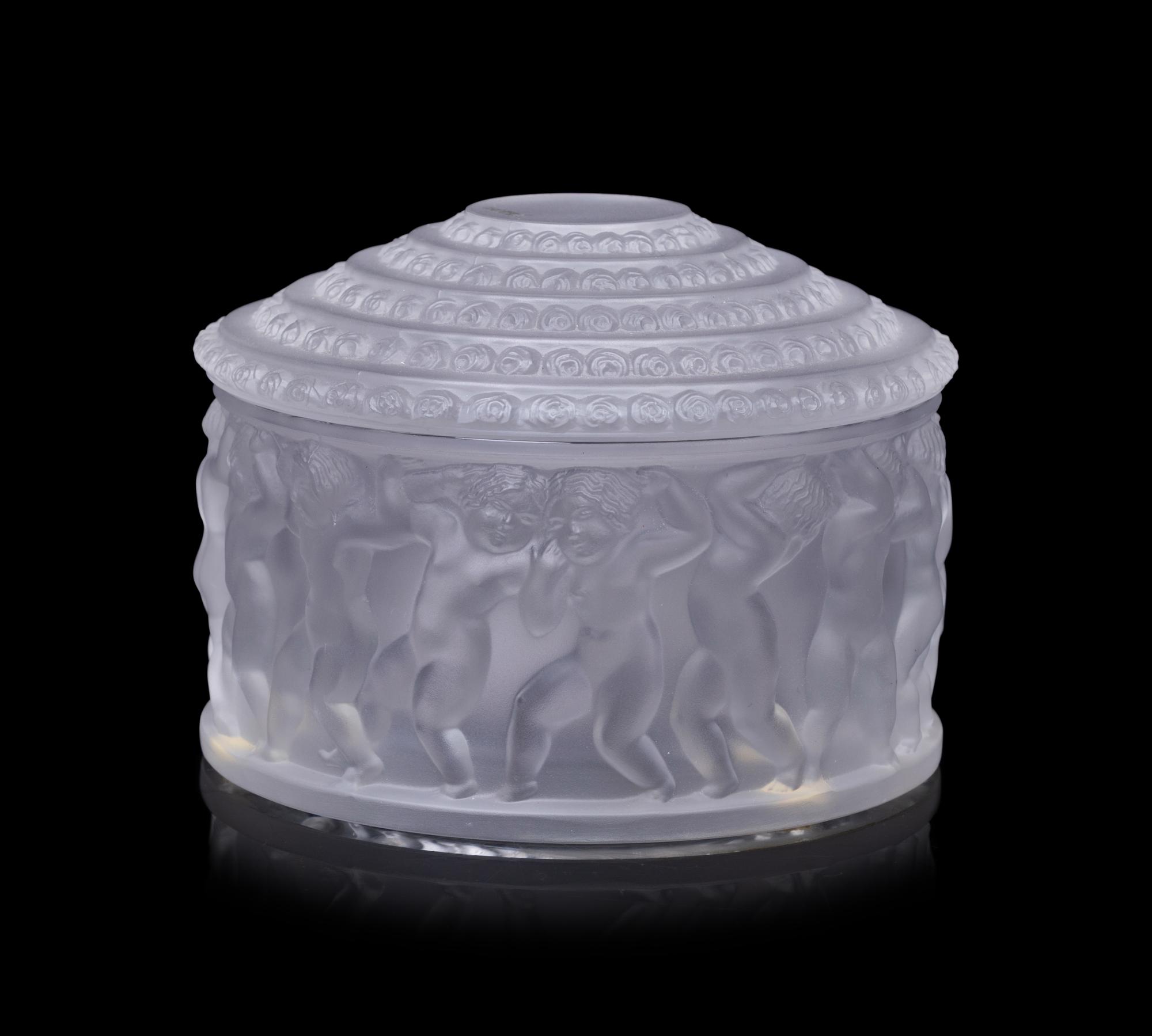 A Lalique Glass Covered Box