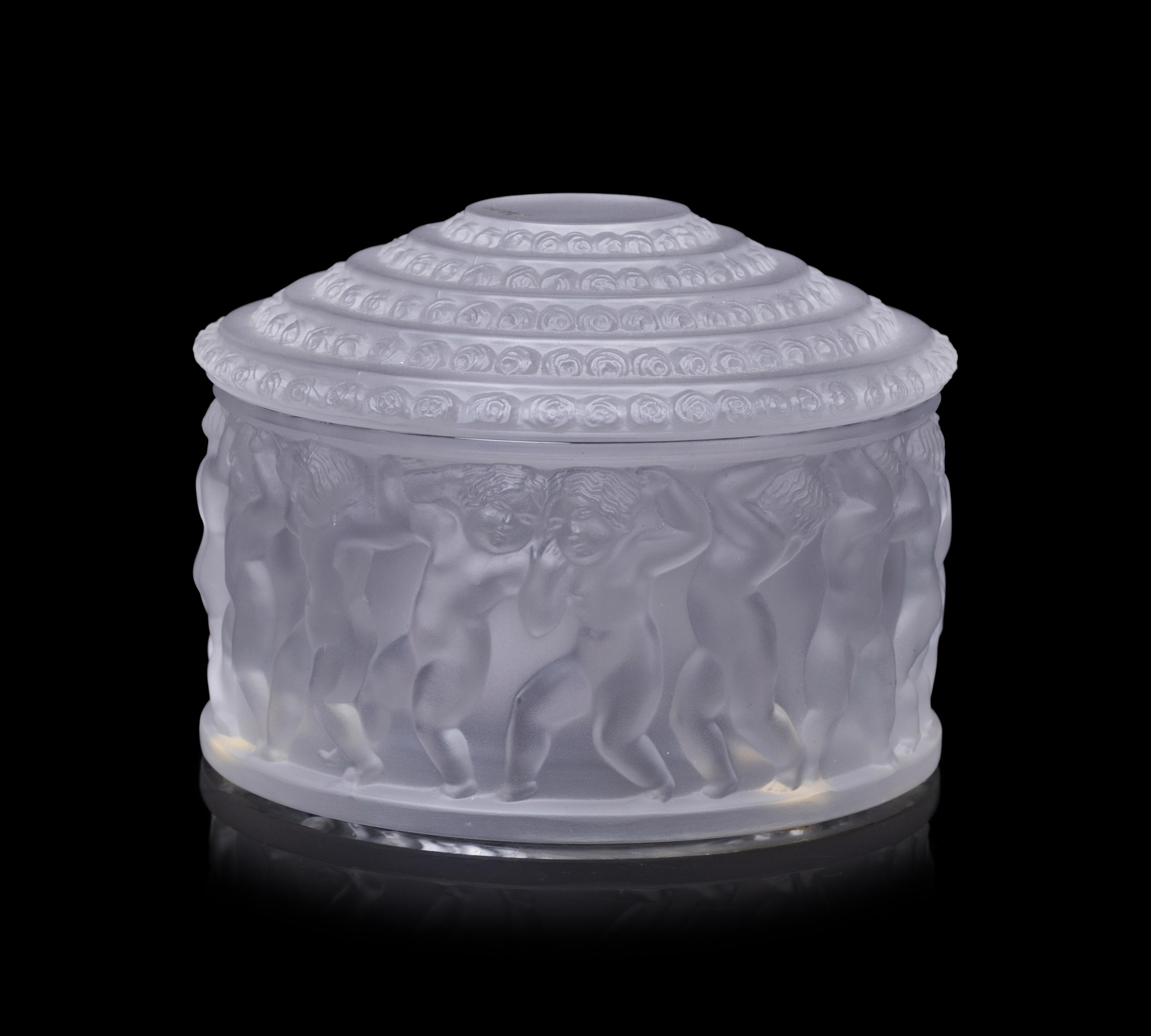 A Lalique Glass Covered Box