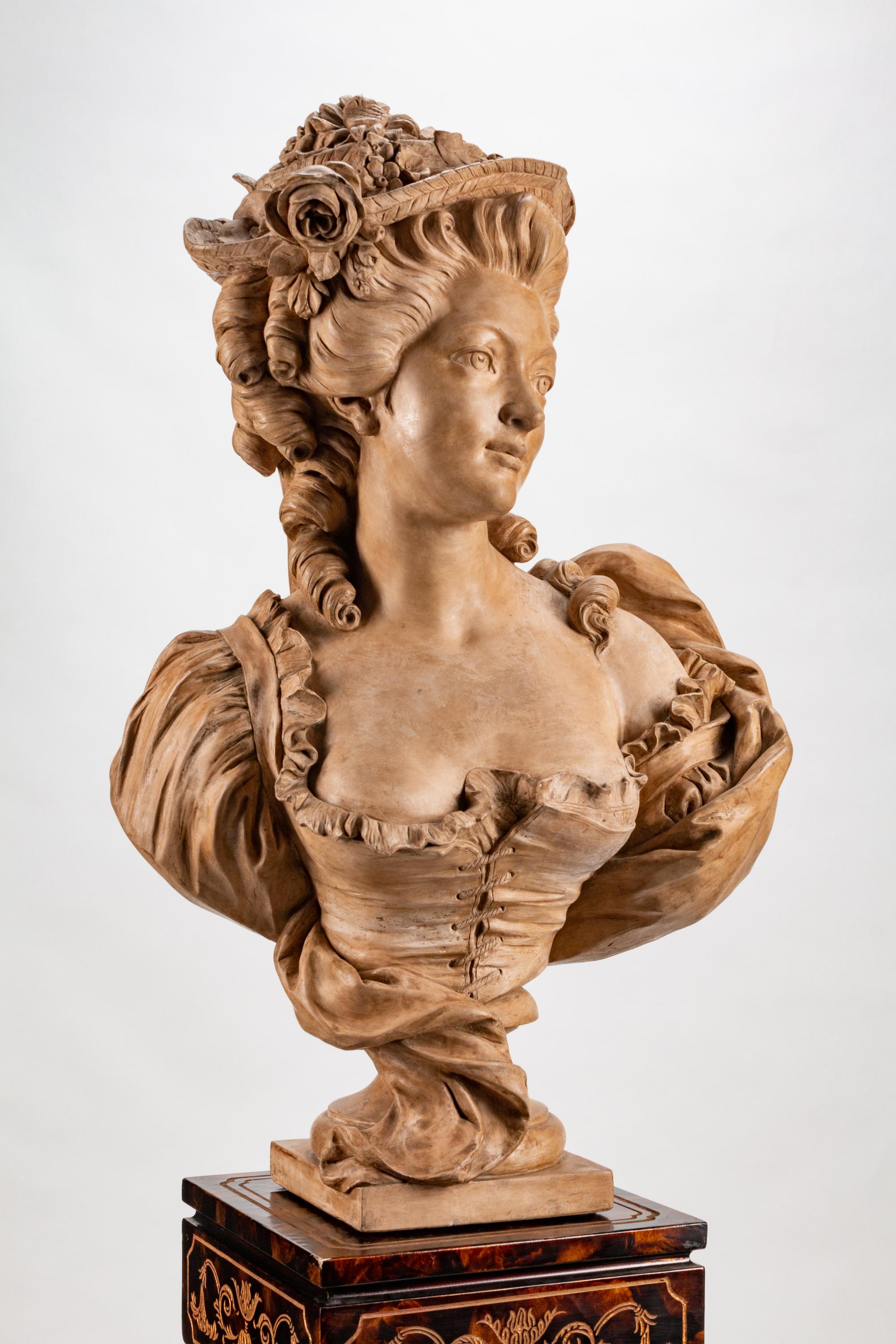 A French Terracotta Bust of Mademoiselle Dugazon