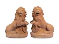 A Pair of English Terra Cotta Lions