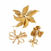 Three Yellow Gold Brooches