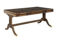 A Maitland-Smith Regency Style Gilt and Embossed Leather Veneered Desk