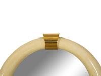 A Mid-Century Tesselated Bone and Brass Circular Mirror