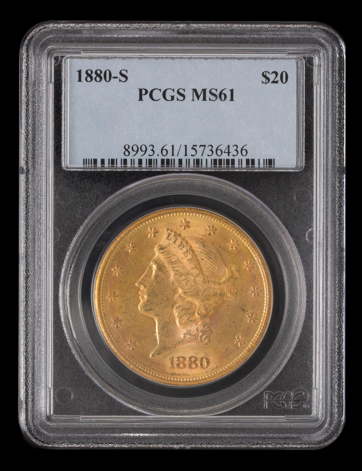 A United States 1880-S Liberty Head $20 Gold Coin