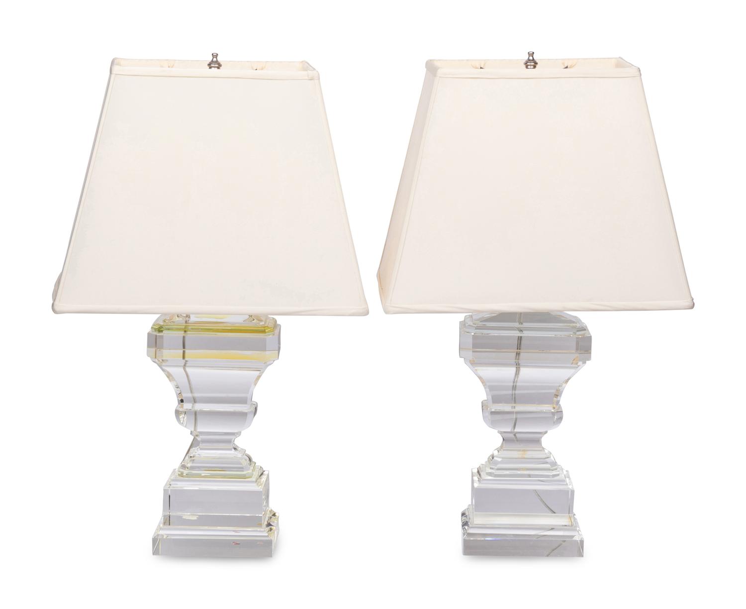 A Pair of Contemporary Glass Table Lamps