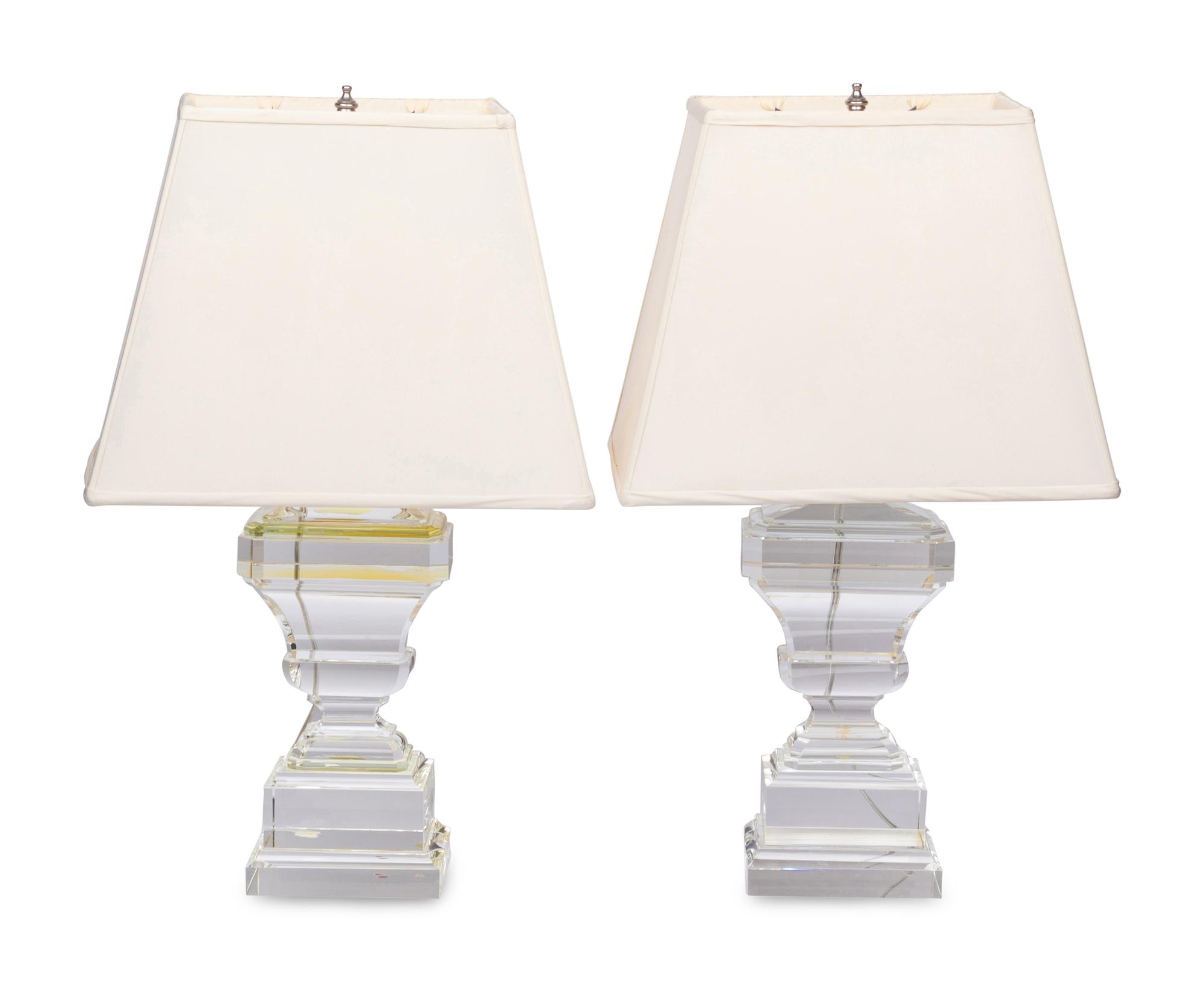 A Pair of Contemporary Glass Table Lamps