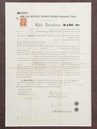 [SLAVERY & ABOLITION]. Home for Destitute Colored Children indenture document. Maylandville, Philadelphia, 2 October 1868.