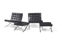 Pair of Barcelona Chairs and Ottomans Knoll, USA
