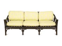 A McGuire Black Painted Rattan Six-Piece Furniture Suite