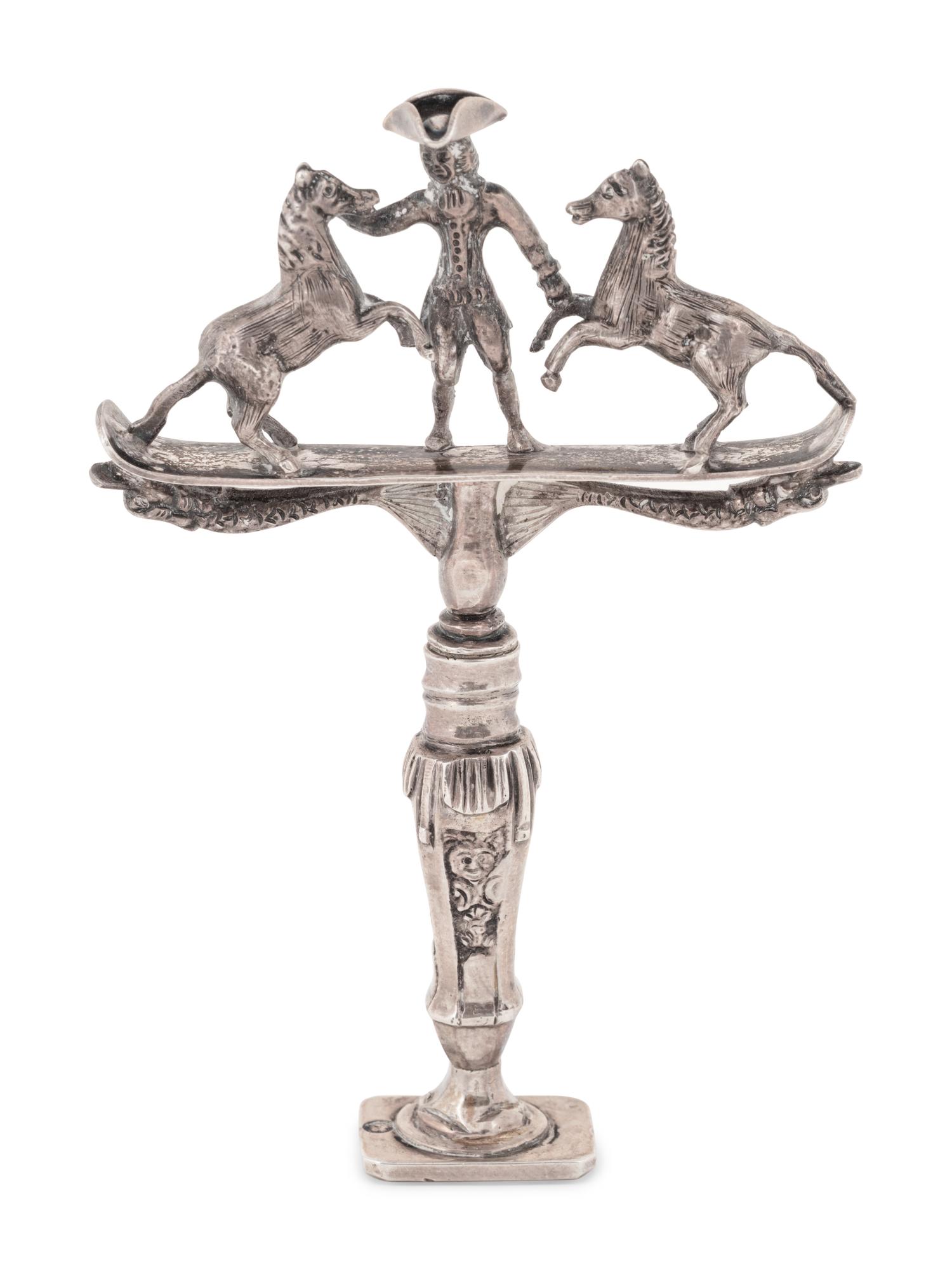 A Dutch Silver Figural Concealed Corkscrew Desk Seal