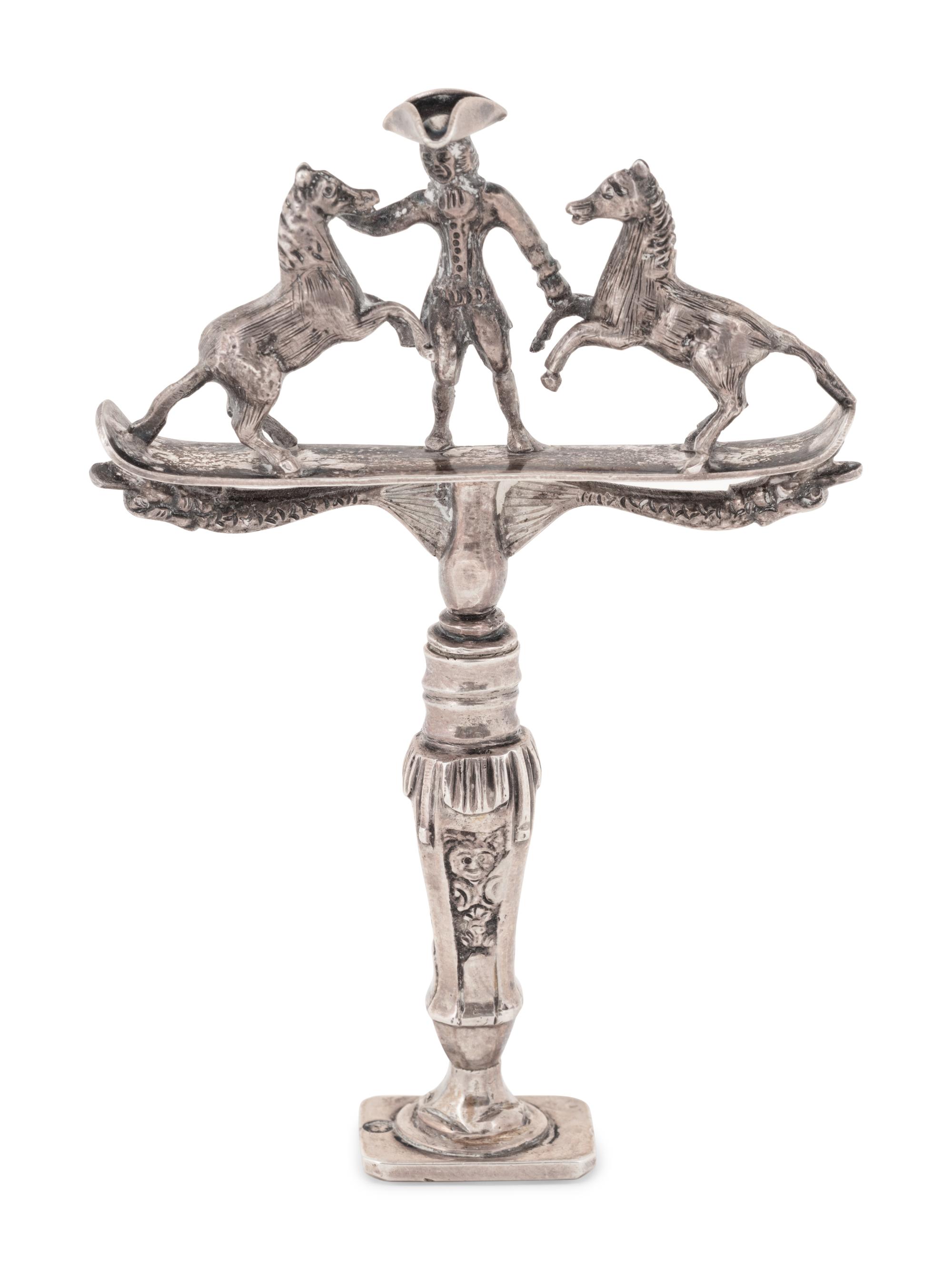 A Dutch Silver Figural Concealed Corkscrew Desk Seal