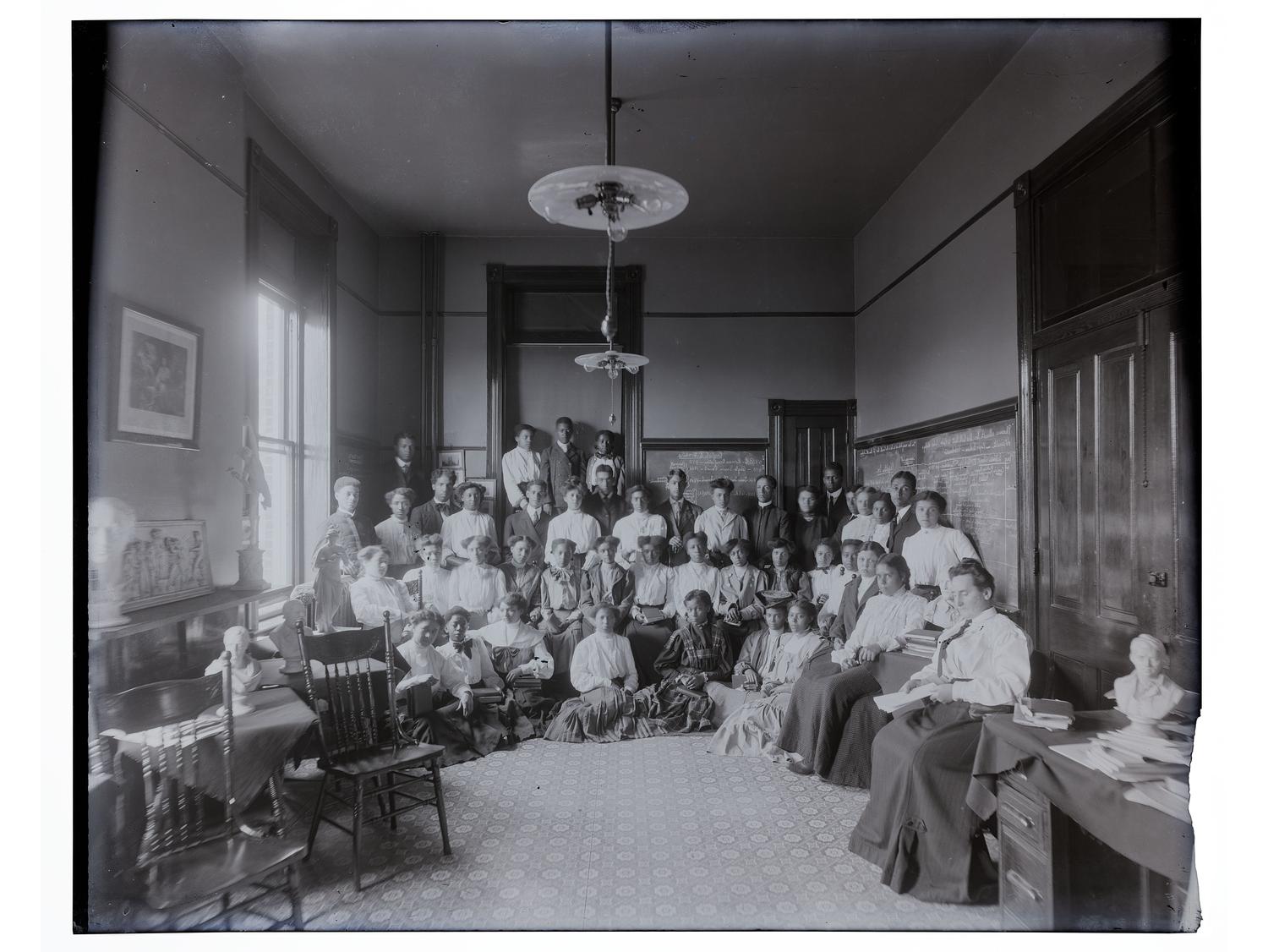 [EDUCATION]. 10 large format glass negatives featuring students at Wilberforce University.