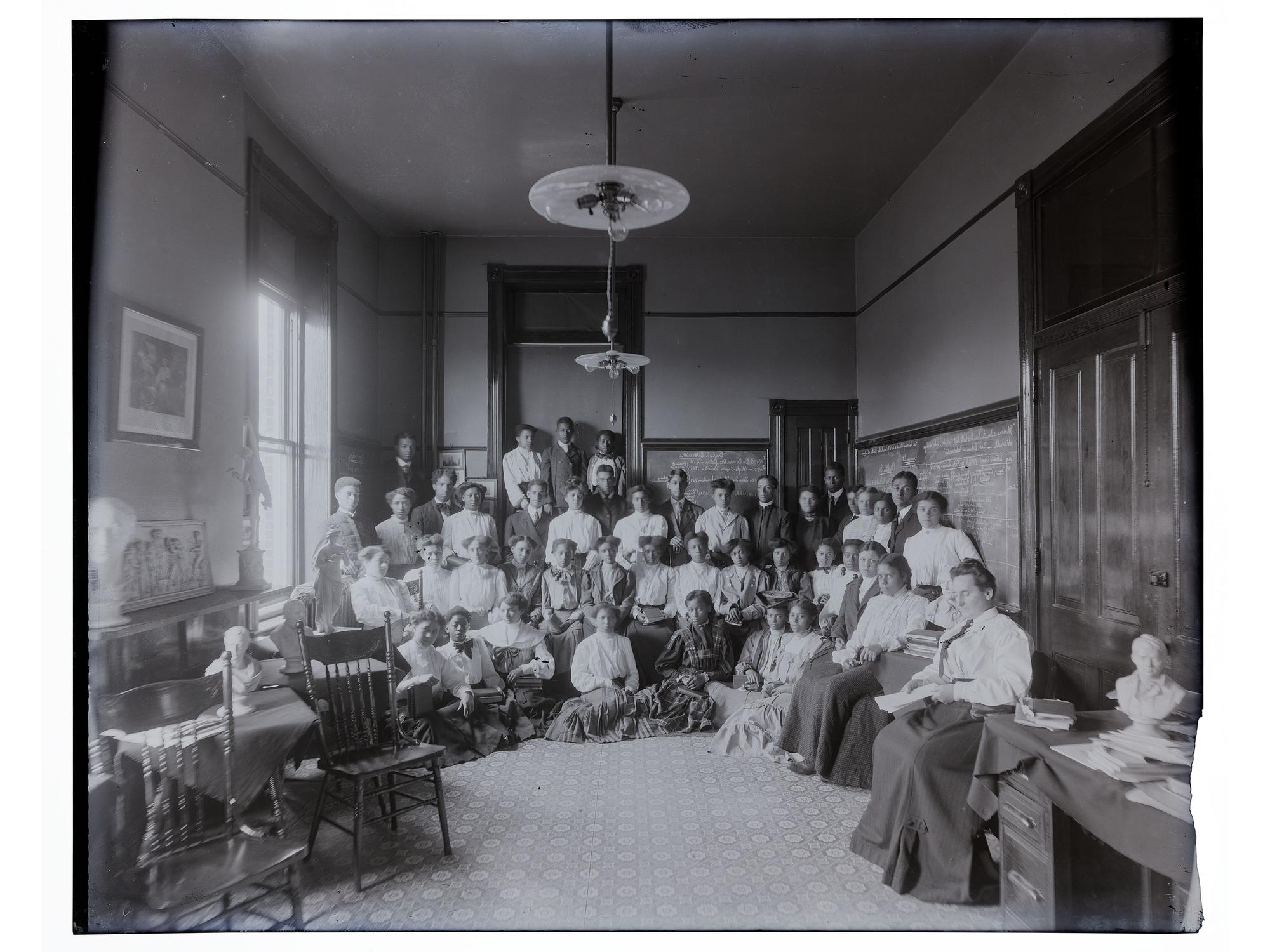 [EDUCATION]. 10 large format glass negatives featuring students at Wilberforce University.
