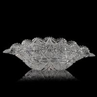 A J. Hoare Brilliant-Period Cut Glass "Napoleon's Hat" Bowl in the Marquis Pattern