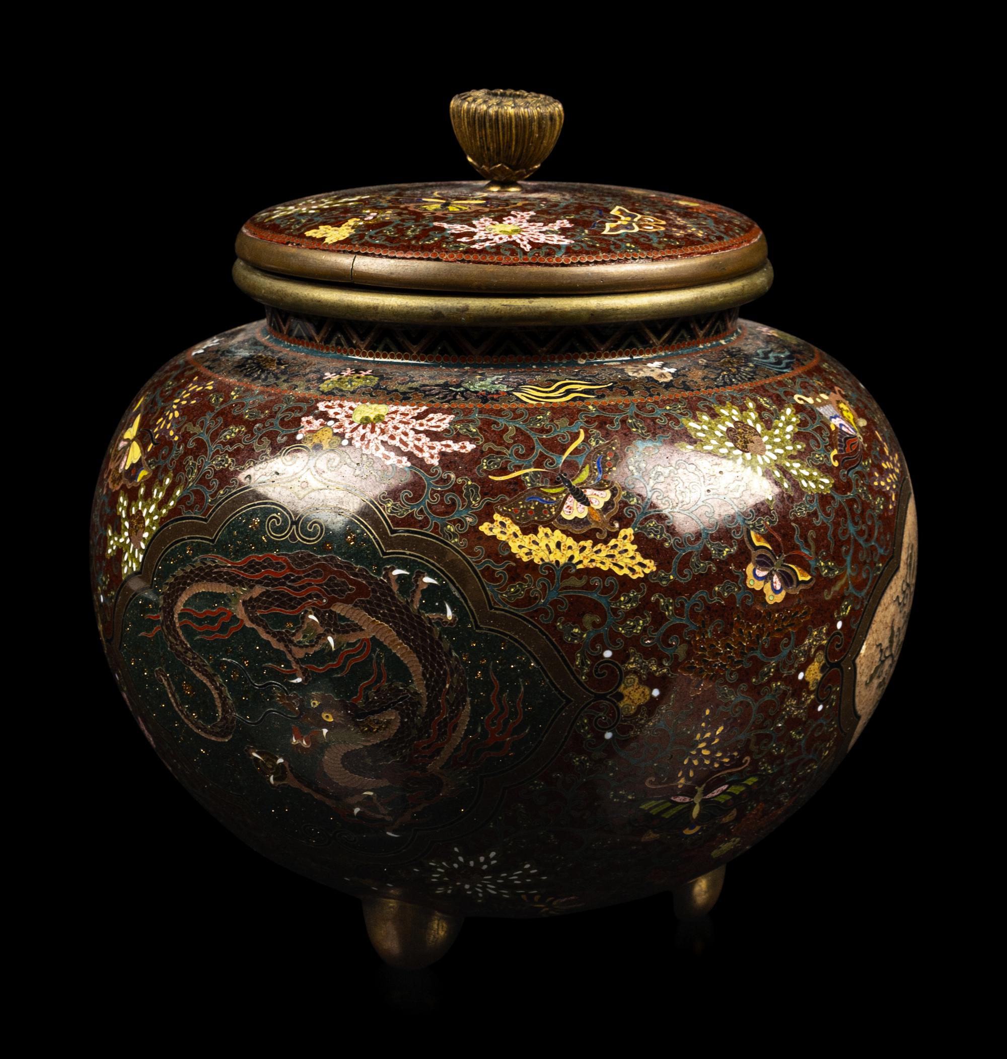 A Japanese Cloisonné Jar and Cover