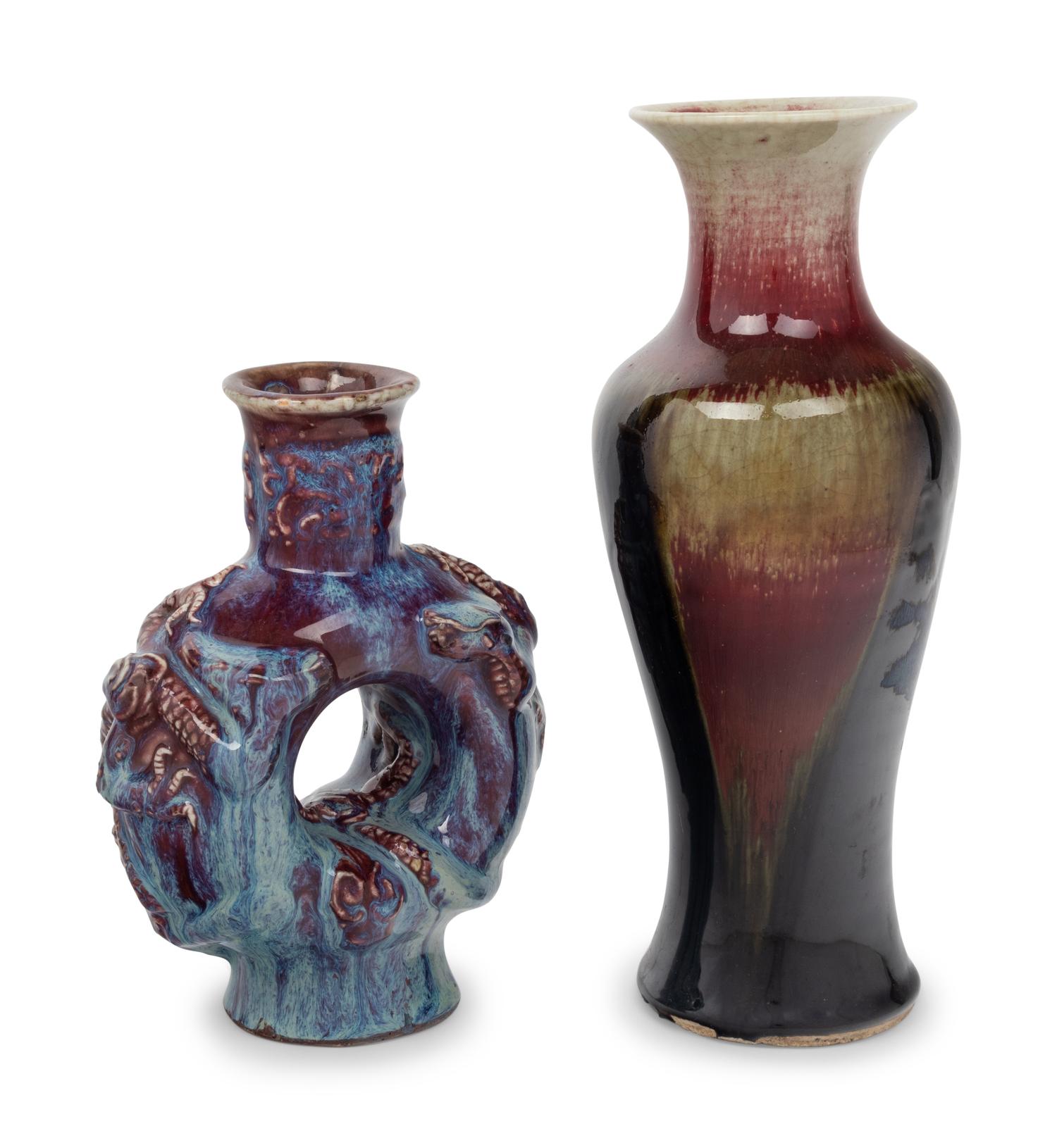 Two Chinese Flambé Glazed Porcelain Vases