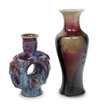 Two Chinese Flambé Glazed Porcelain Vases