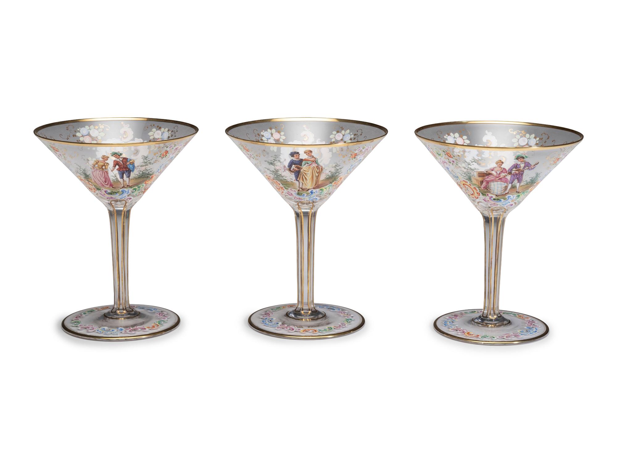 A Set of Continental Painted and Enameled Glassware