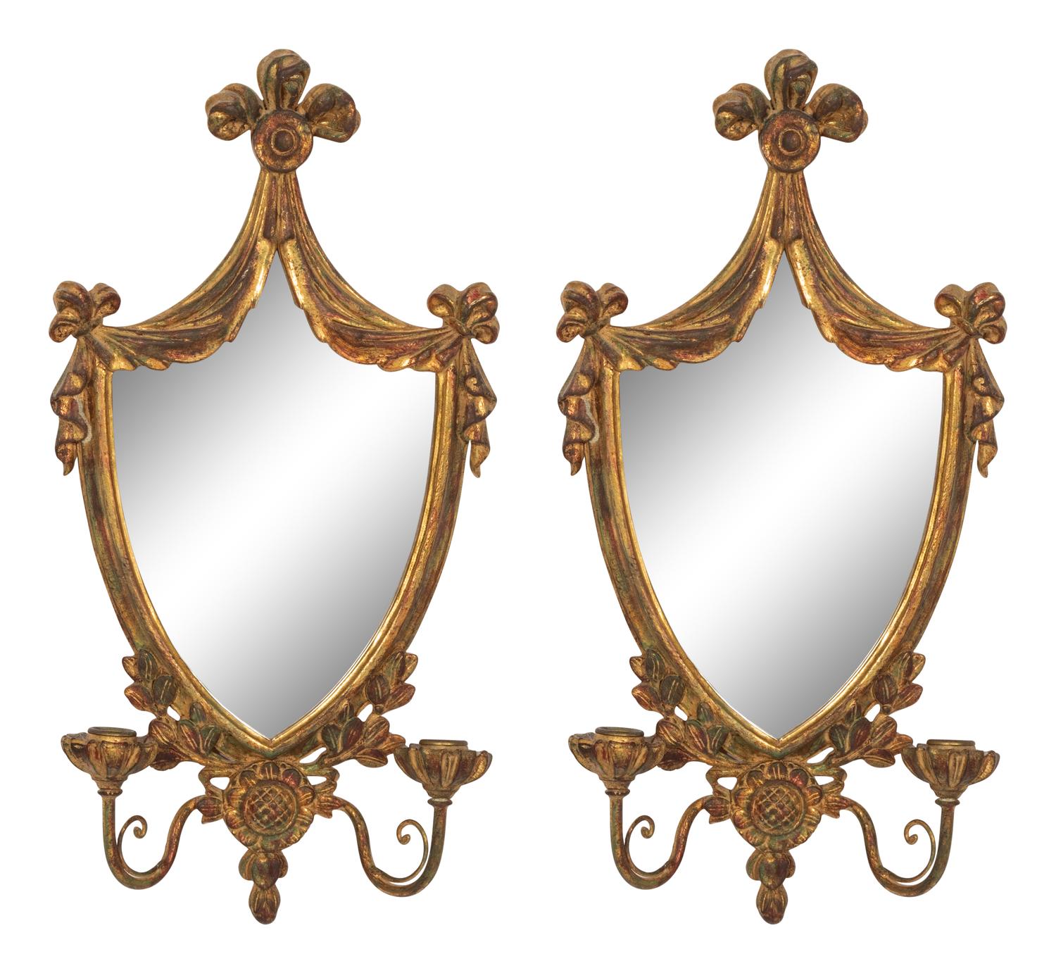 A Pair of Italian Giltwood Girandole Mirrors