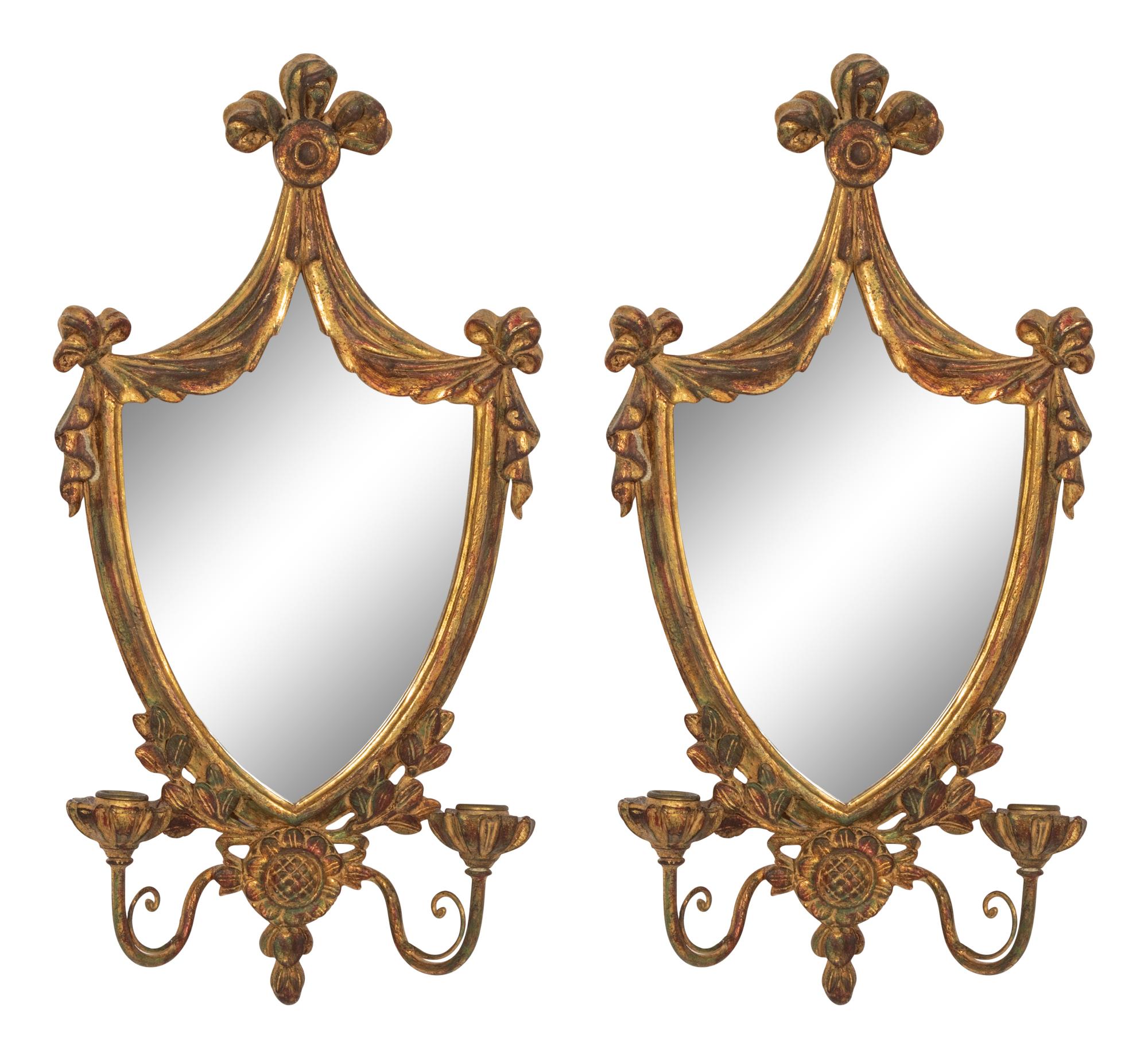 A Pair of Italian Giltwood Girandole Mirrors