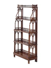 A Regency Rosewood Five-Tier Open Bookcase in the Gothic Taste