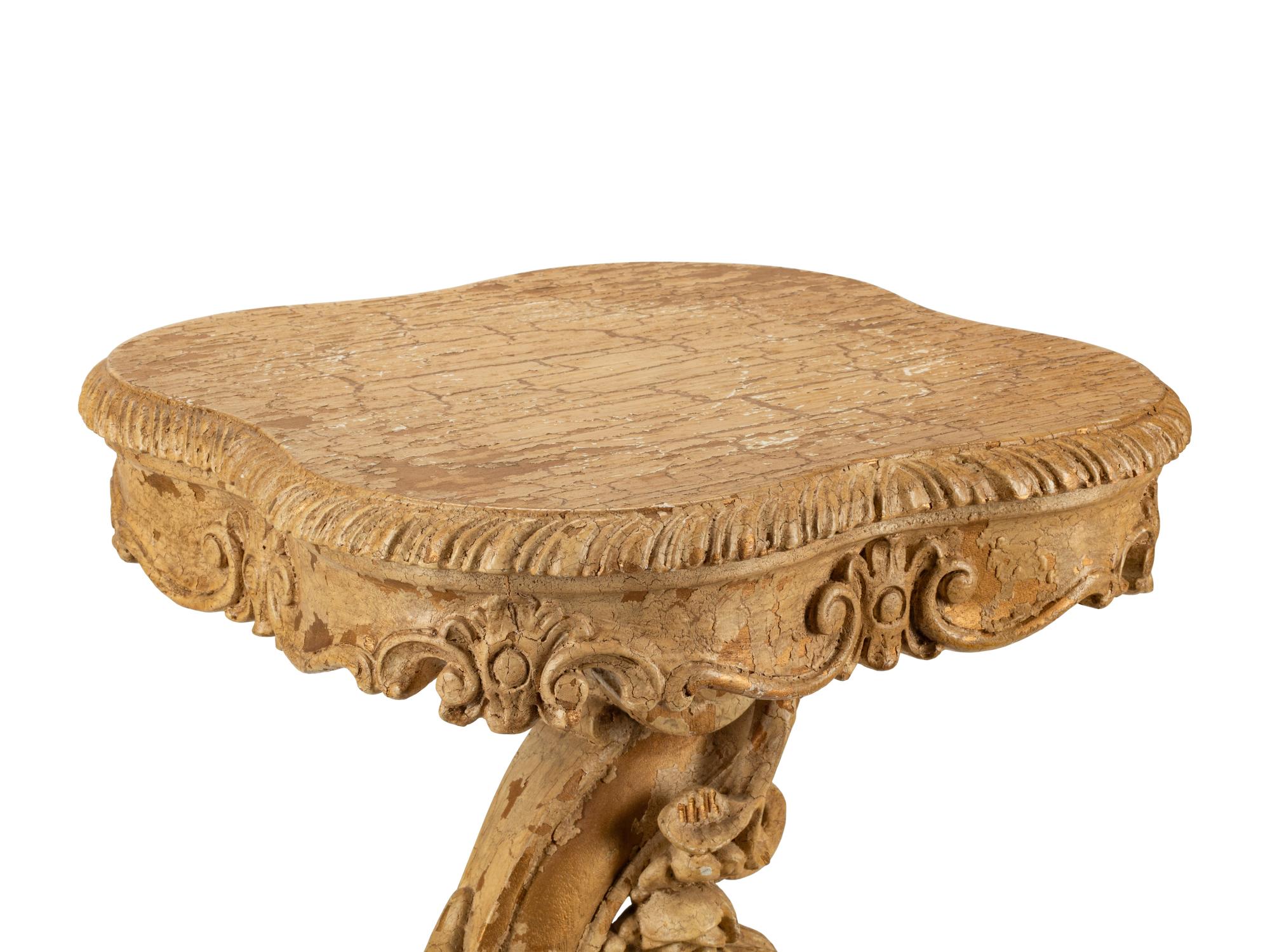 A Venetian Painted Carved Wood Pedestal