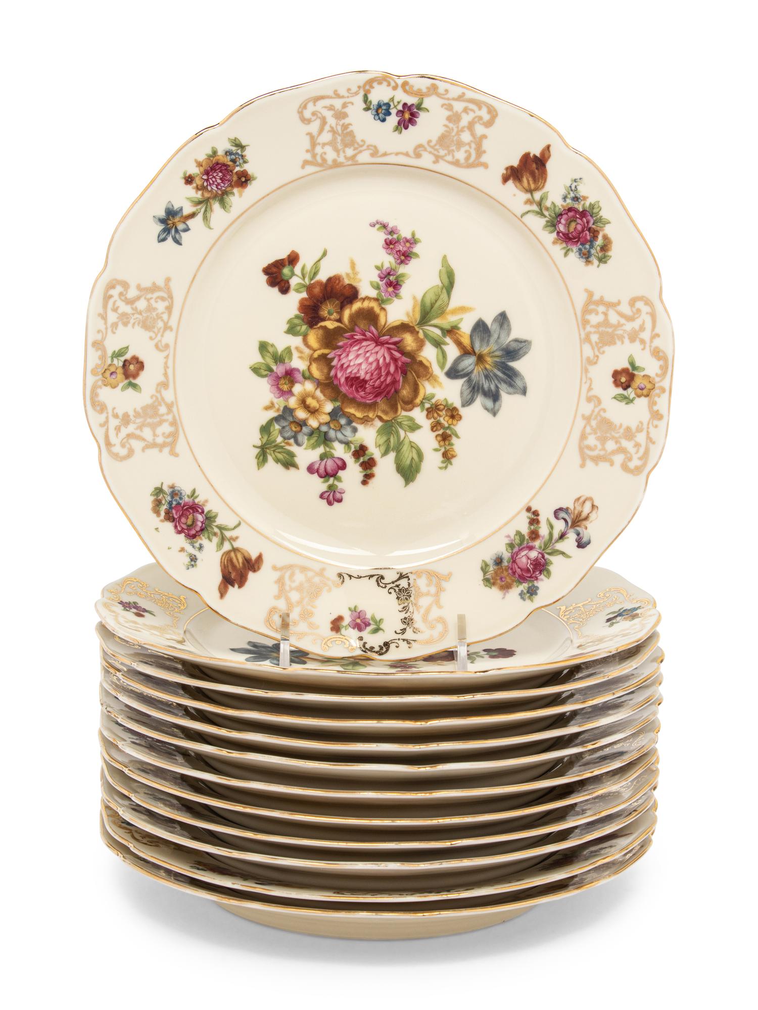 A Set of Twelve Continental Porcelain Plates