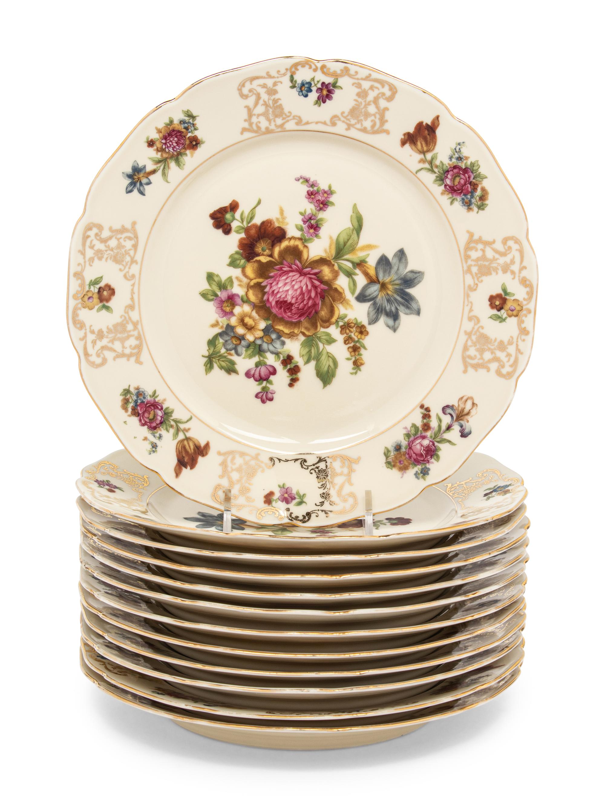 A Set of Twelve Continental Porcelain Plates