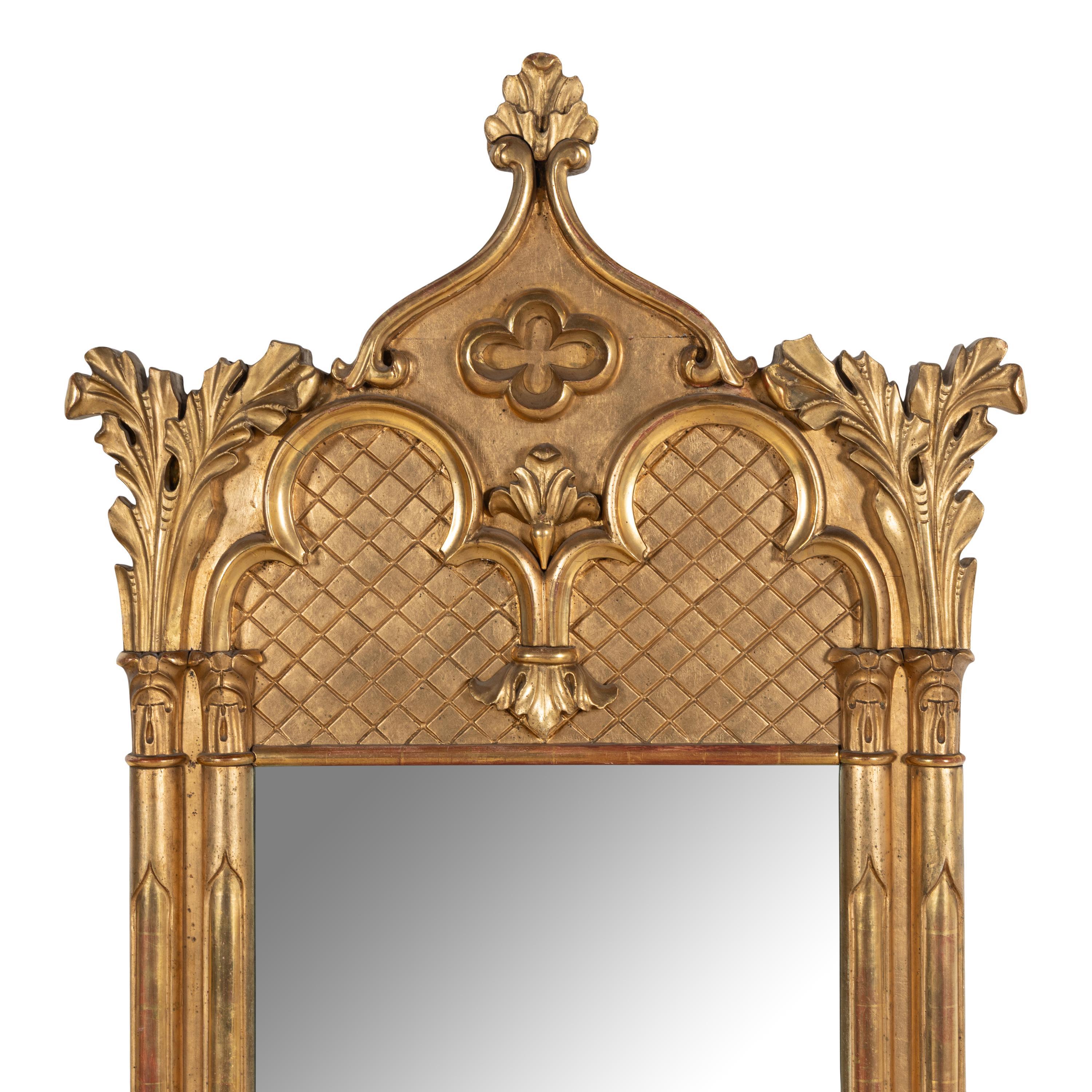 A Gothic Revival Giltwood and Gesso Pier Glass