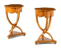 A Pair of Biedermeier Style Burlwood Side Tables