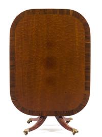 A Regency Rosewood Banded Mahogany Breakfast Table Height 27 1/2 x width 49 1/2 x depth 37 1/2 inches. — EARLY 19TH CENTURY