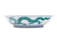 A Green Enameled Porcelain 'Dragon' Plate