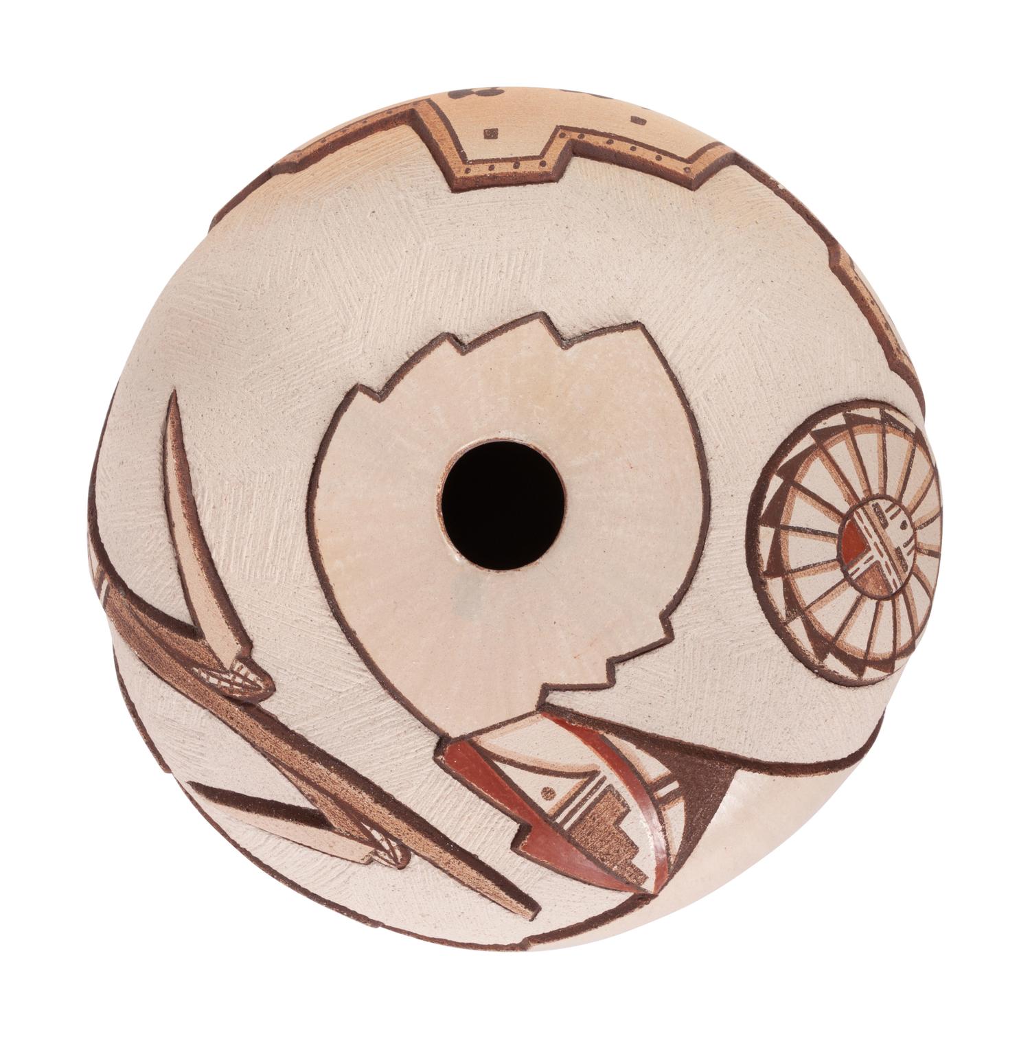 Sgraffito Carved Pottery Seed Jar
