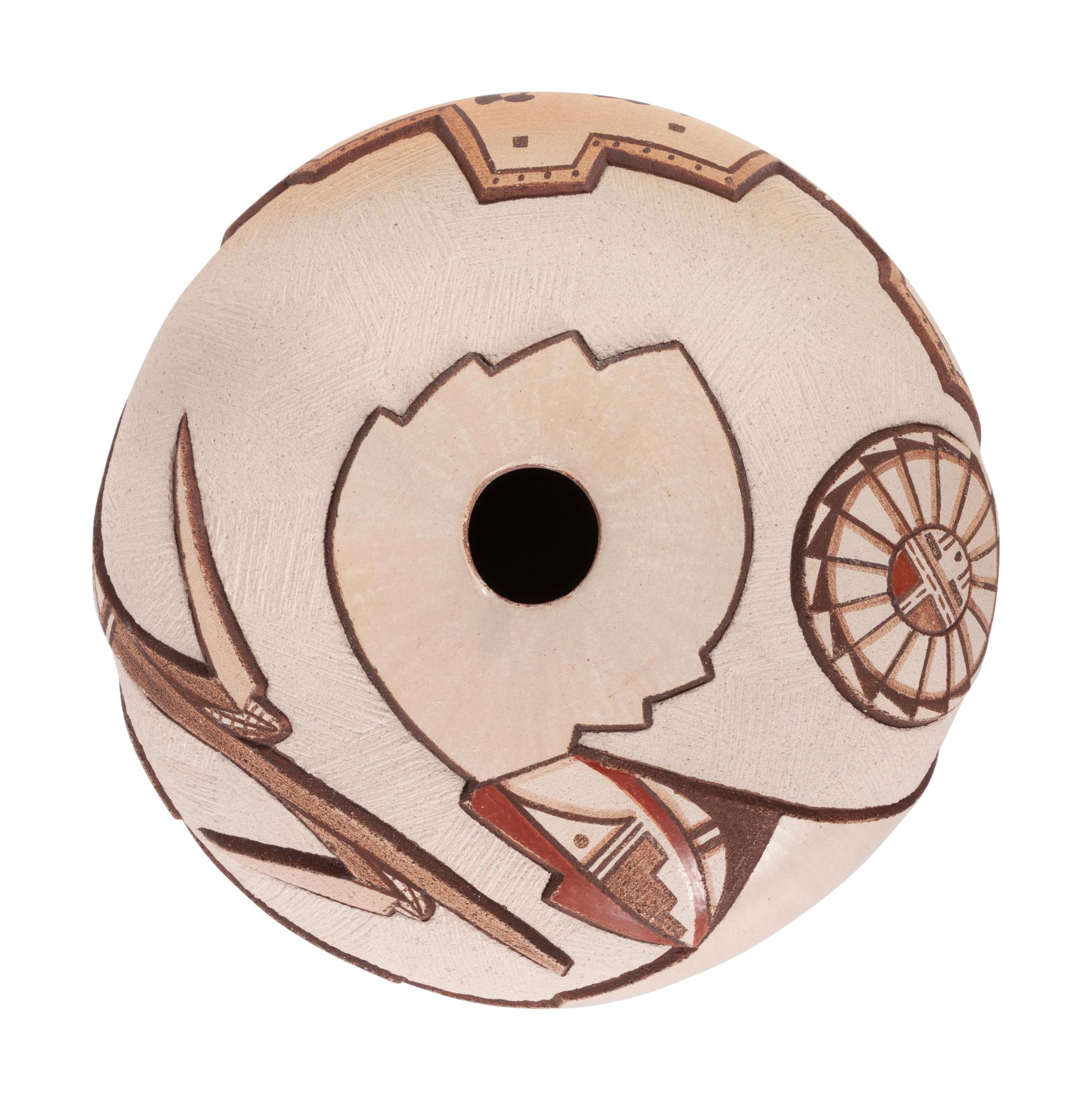 Sgraffito Carved Pottery Seed Jar