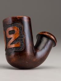 [CIVIL WAR]. Folk art carved pipe featuring the numerals "9" and "2," referencing the 9th Pennsylvania Cavalry / 92nd Volunteers.