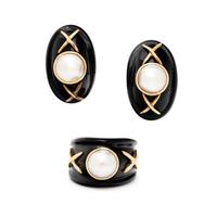 ONYX AND MABÉ PEARL JEWELRY SET