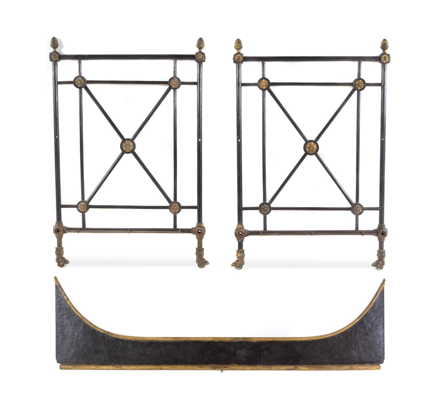 An Empire Style Painted and Parcel Gilt Iron Daybed