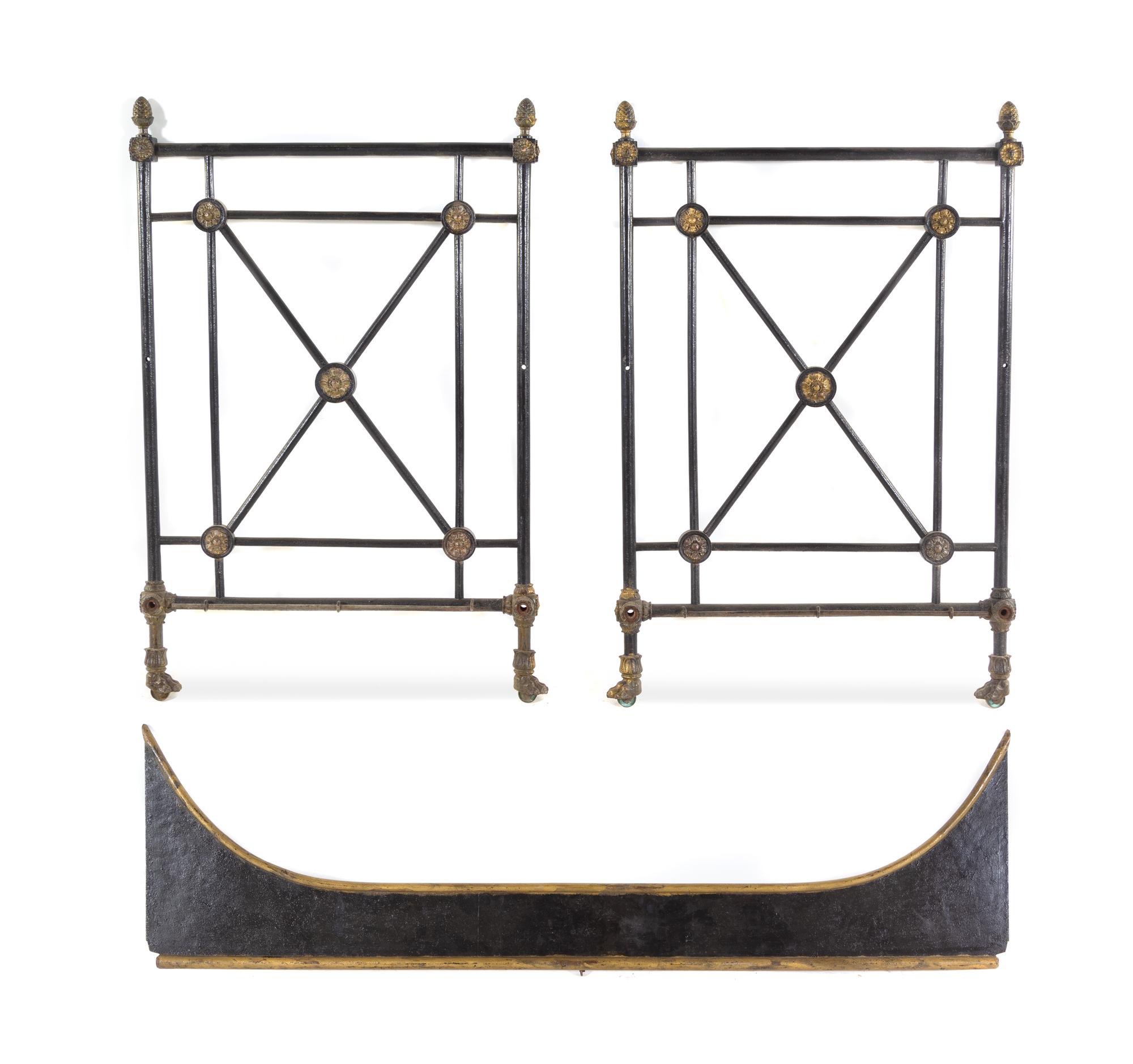 An Empire Style Painted and Parcel Gilt Iron Daybed