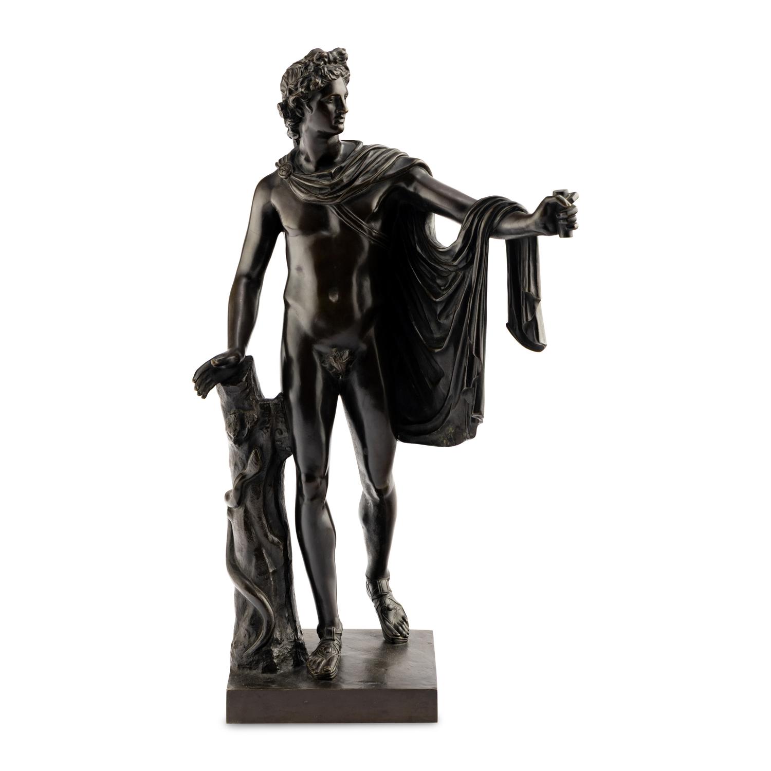 A Large Grand Tour Bronze Figure of Apollo Belvedere