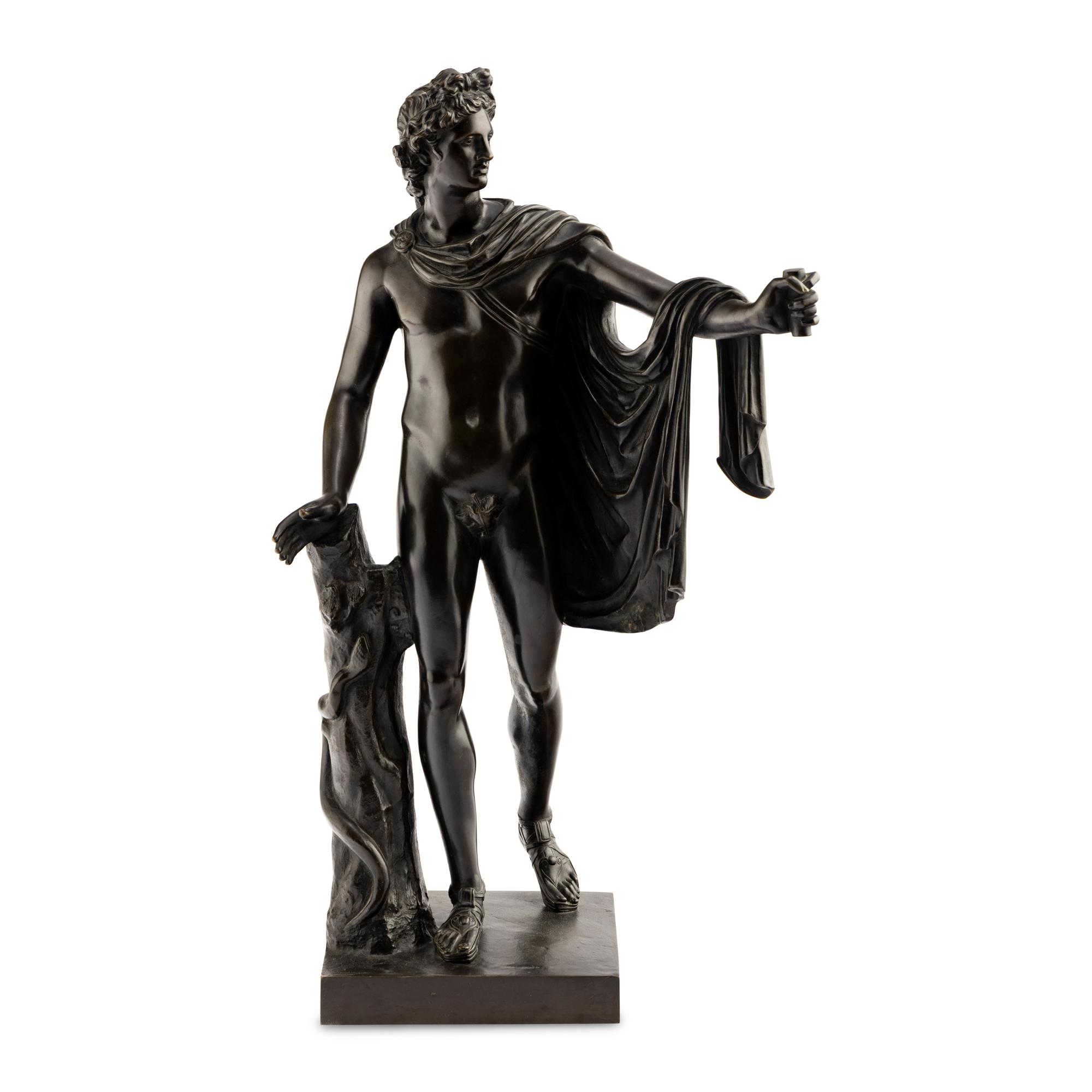 A Large Grand Tour Bronze Figure of Apollo Belvedere