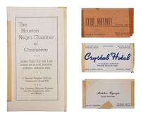[AFRICAN AMERICANA - BUSINESS]. The Houston Negro Chamber of Commerce pamphlet. Ca 1951. [ With: ] 3 business cards representing Louis W. Dickerson's Houston, Texas, business enterprises.
