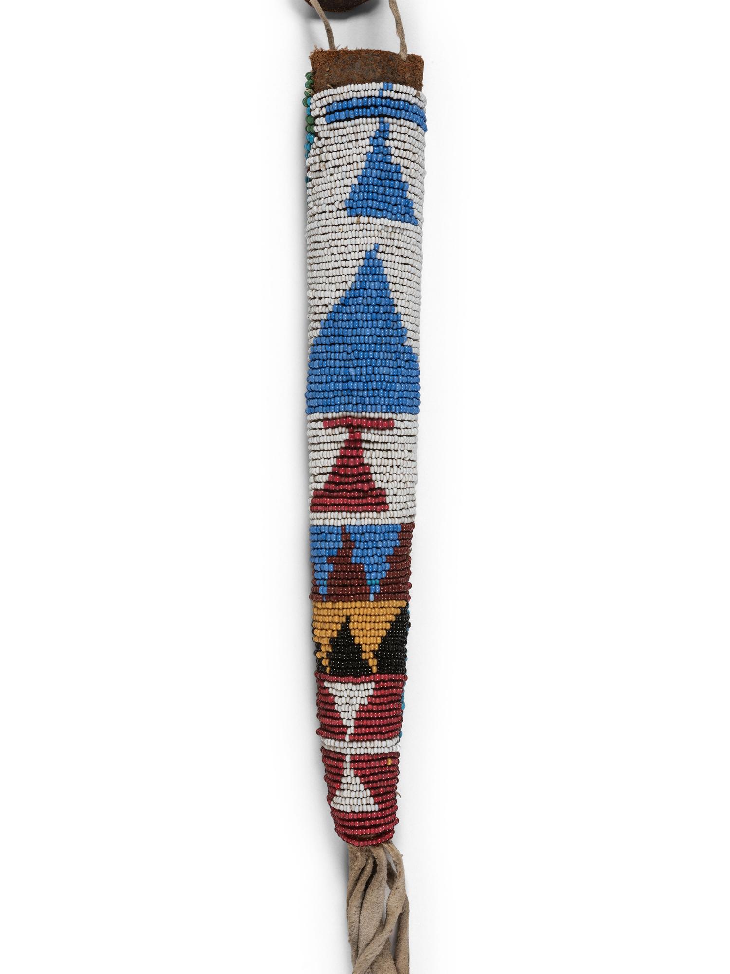 Plains Beaded Hide Awl Case and Copper Hair Drop