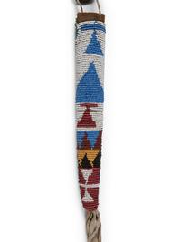 Plains Beaded Hide Awl Case and Copper Hair Drop