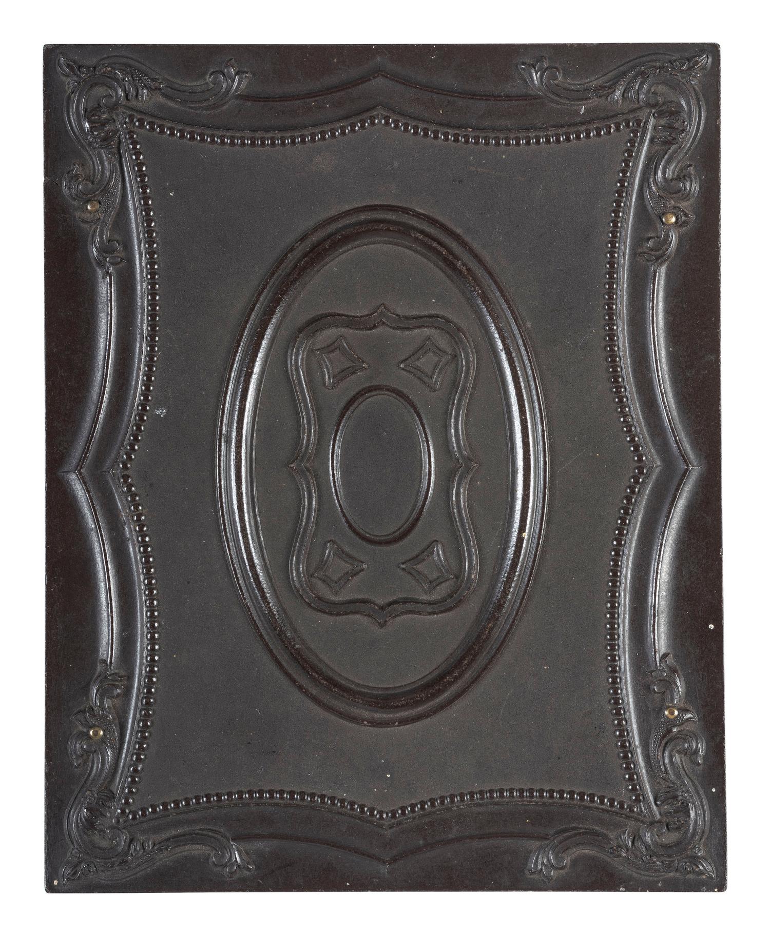 [EARLY PHOTOGRAPHY]. Double half plate Union case with geometric design.