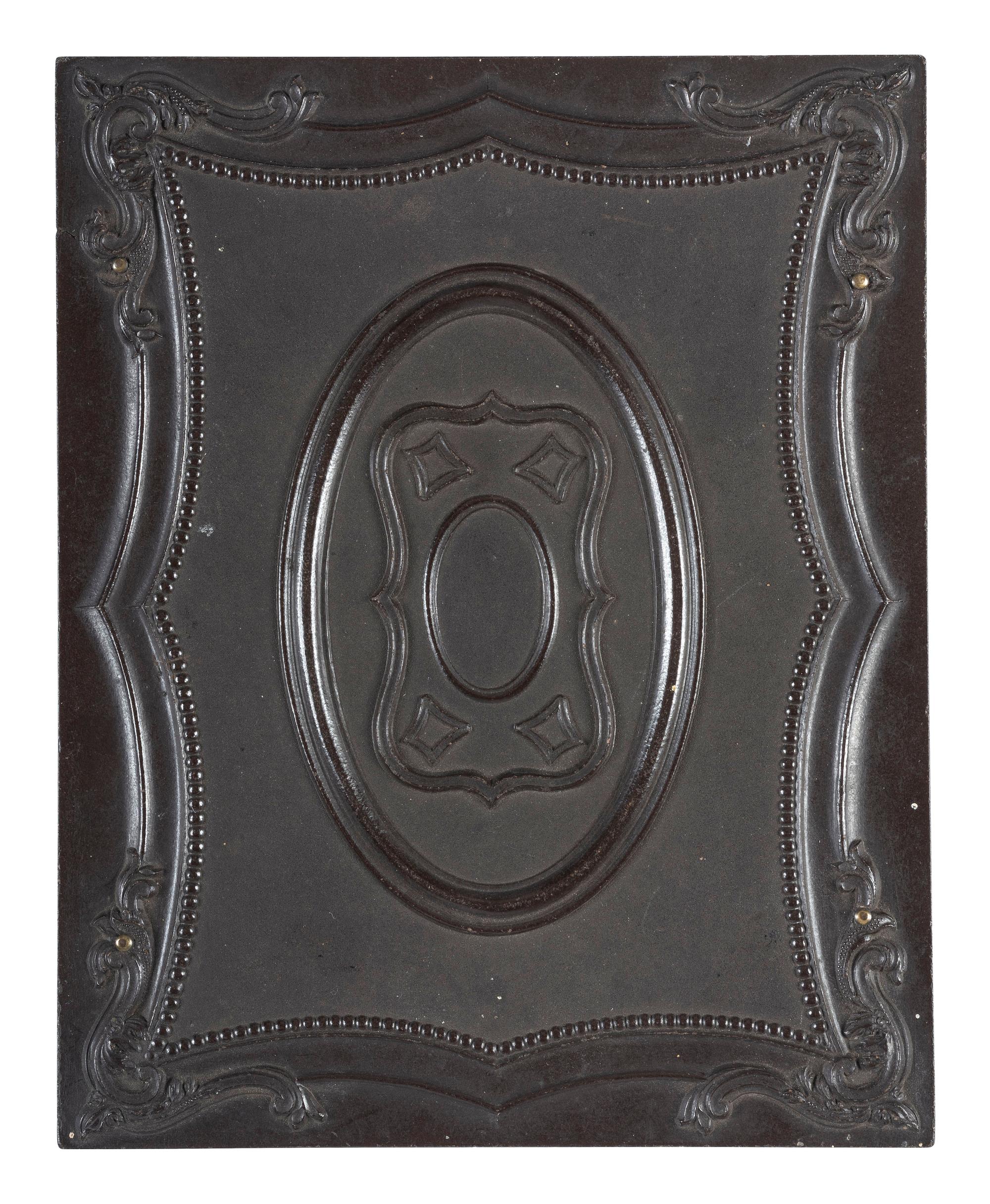 [EARLY PHOTOGRAPHY]. Double half plate Union case with geometric design.